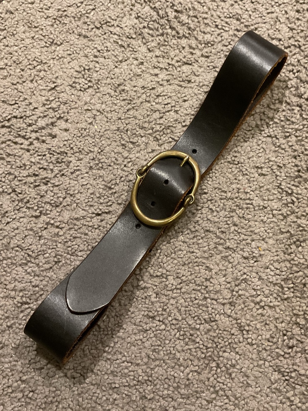 Ralph Lauren Vintage Black Leather Wide Belt Brass Oval Buckle Y2K Preppy Casual